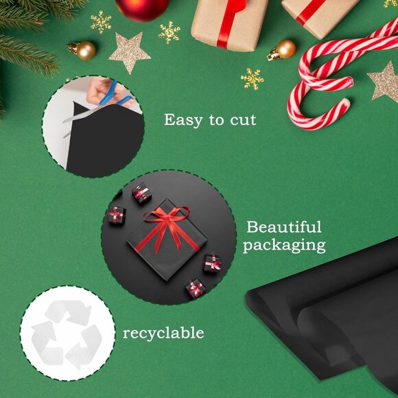 Greenii 500 pcs (480+20 free) Black Tissue Paper - 15" x 20" Wrapping Tissue - Picture 4 of 7